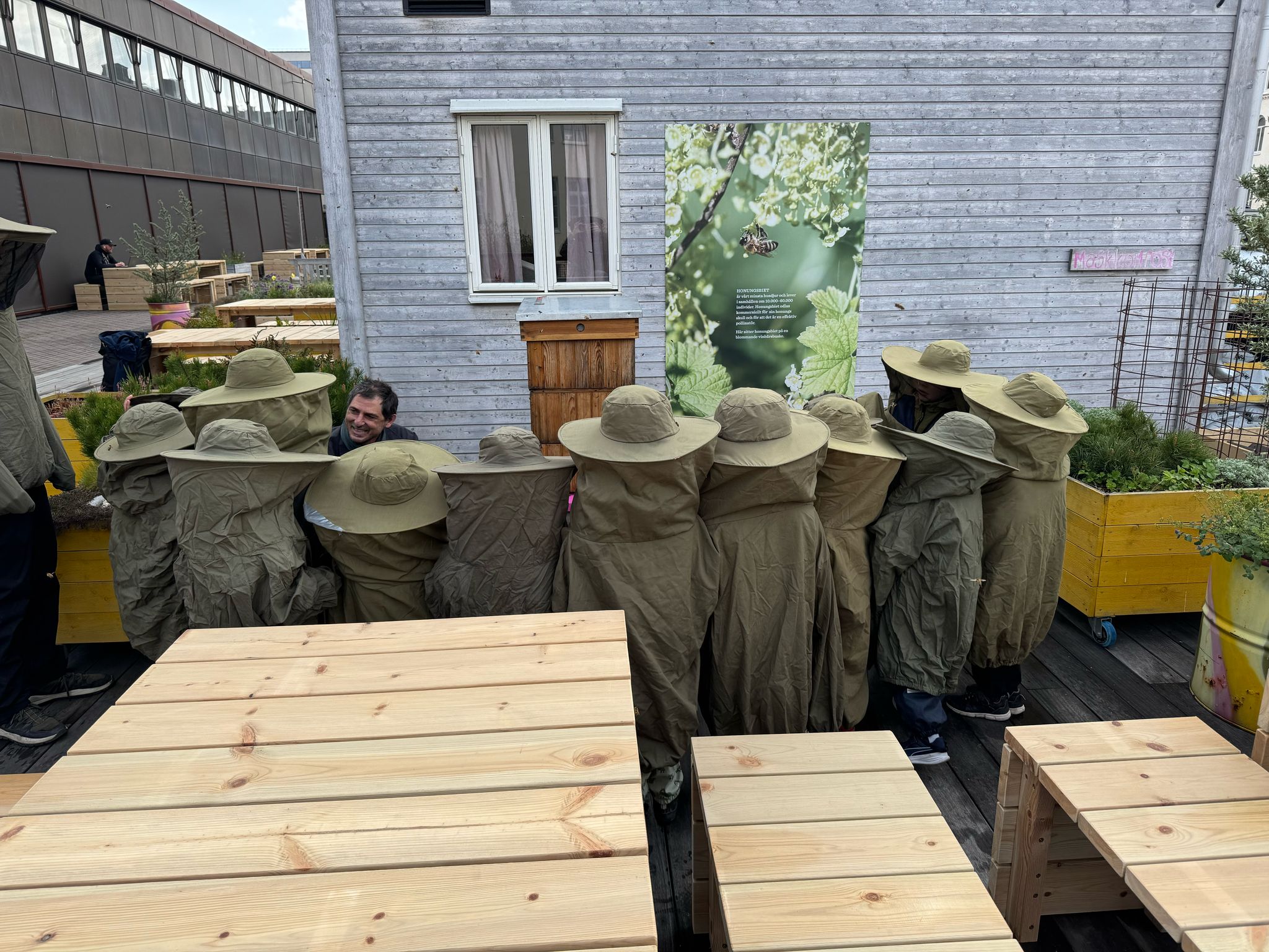F&ouml;rskolebarn f&aring;r smaka honung direkt fr&aring;n bikupan.