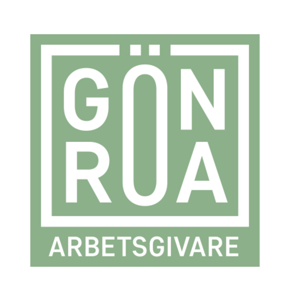 Gröna arbetsgivares logotyp (Vit med grön bakgrund, PNG)