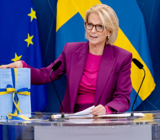 Finansminister Elisabeth Svantesson presenterar budgetpropositionen för 2026.