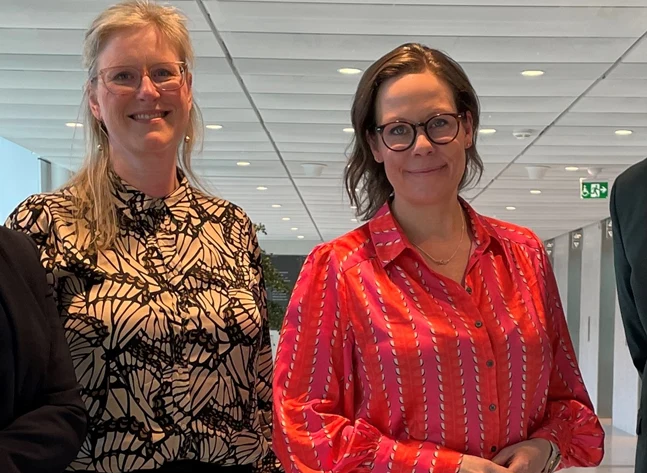 Lena-Liisa Tengblad, vd Gröna arbetsgivare, Emma Terander, chef arbetsmarknad Gröna arbetsgivare, Maria Malmer Stenergard, migrationsminister, och Olle Nykvist, opinionsbildare Gröna arbetsgivare.