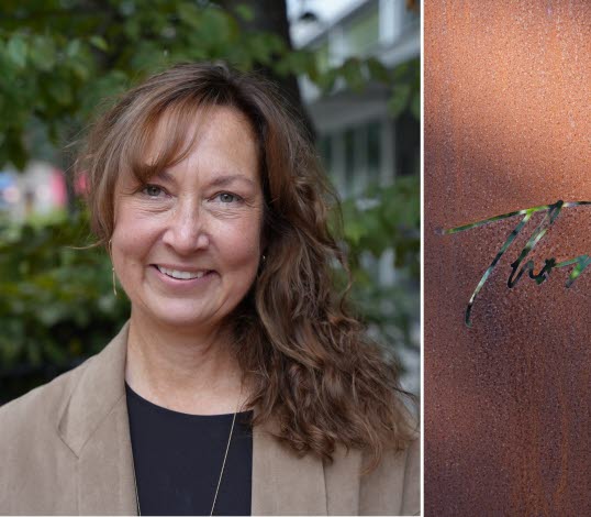 Bild på Heather Öberg, vd för Thora Vingård, och företagets logotyp.