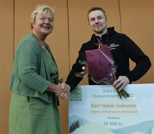 Maud Petri Rådström, Gröna arbetsgivare, och Karl-Oskar Isaksson, Årets unga skogsentreprenör 2022