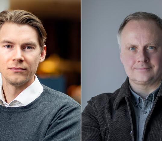 Bild på Joakim Wirén, chefsekonom Gröna arbetsgivare, och Patrick Joyce, chefsekonom Almega.